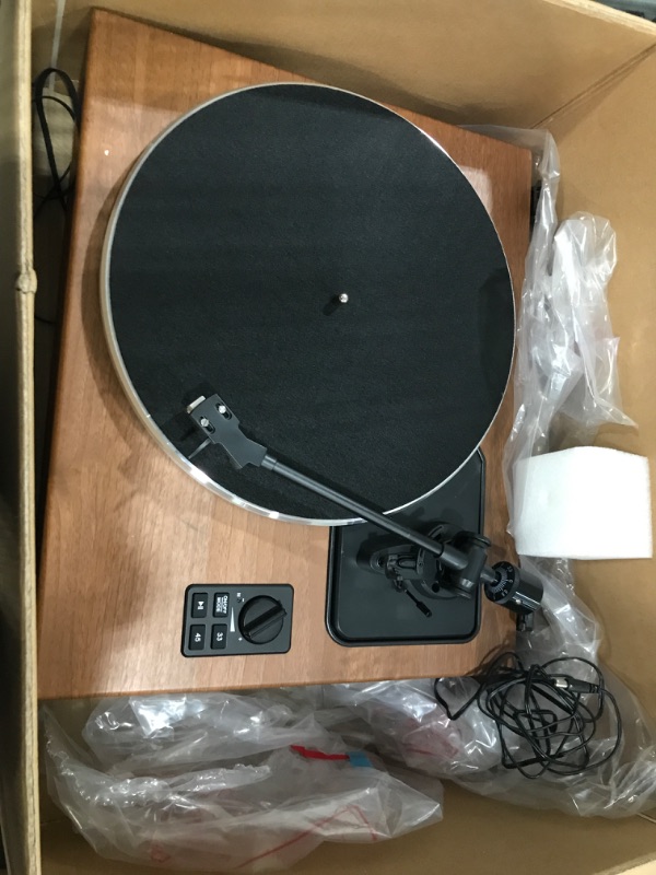 Photo 1 of All-in-One Vintage Record Player High Fidelity Belt Drive Turntable for Vinyl Records Built-in 2 Tweeter and 2 Bass Stereo Speakers, Vinyl Player with MM Cartridge, Bluetooth, Aux-in, RCA, Auto Stop