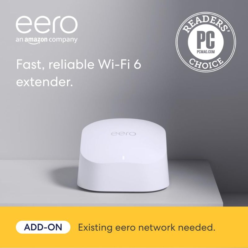 Photo 1 of Amazon eero 6 mesh wifi extender - Add up to 1,500 sq. ft. of Wi-Fi 6 coverage to your existing eero mesh wifi network
