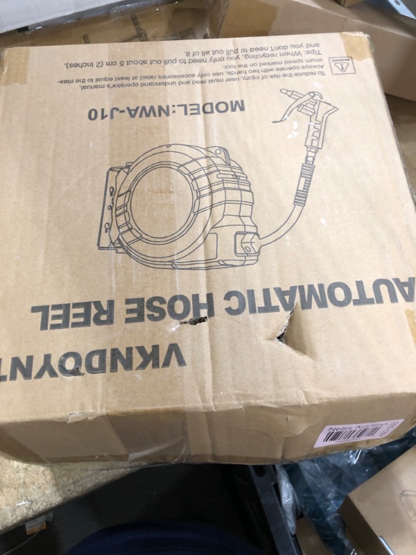 Photo 1 of ***(HEAVILY USED)***
Vkndoynt Retractable Air Hose Reel, 1/4 IN x 50 FT Hybrid Polymer Hose, Auto Rewind, Wall Mount, Black/Yellow
