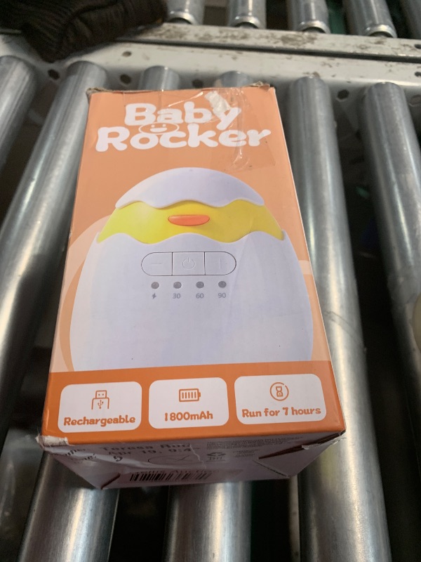 Photo 1 of (MISSING BRACKETS) Rechargeable Baby Rocker & Soother – Portable with 5 Vibration Intensities and 4 Timing Modes, Perfect for Strollers, Cribs & Newborn Gifts (White 1)