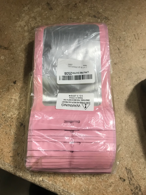 Photo 1 of 200 PCS-5x8 Reclosable Mylar Bags Pink for Food Storage, Resealable Mylar Bag with Clear Window for Small Businesses, Smell Proof Aluminum Foil Ziplock Edible Packaging Bag for Candies