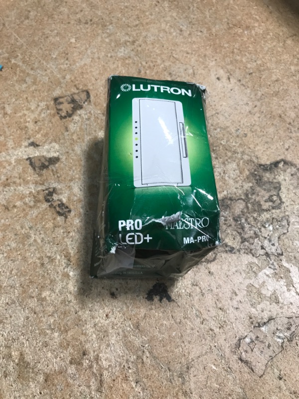 Photo 1 of Lutron Maestro PRO LED+ Tap Dimmer Switch for 250W LED, 500W ELV, 400W MLV, Single Pole/Multi-Location, Neutral Wire Optional, MA-PRO-WH, White