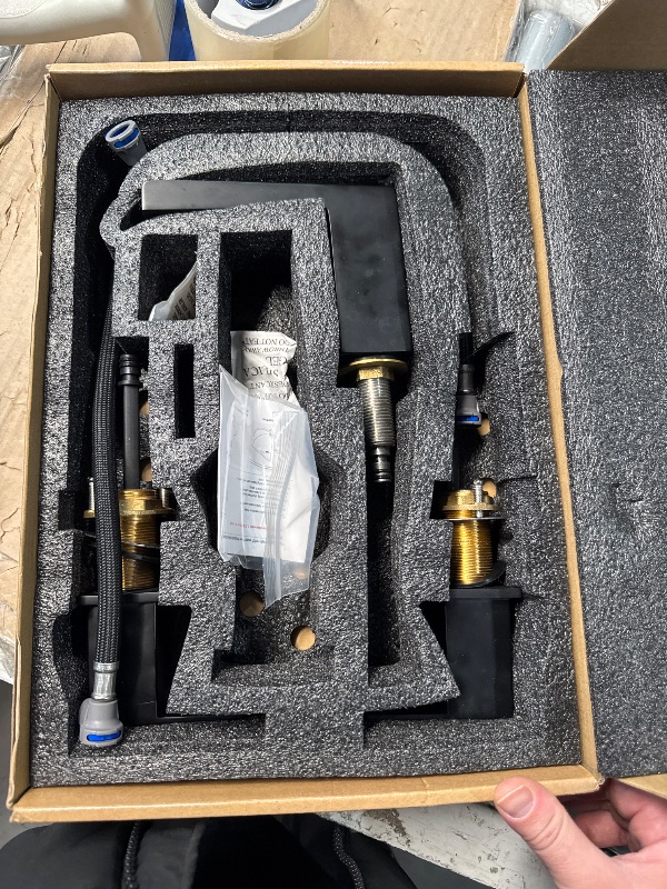 Photo 1 of (USED/FAIR) HEYMYTAP Waterfall Roman Tub Faucet, Solid Brass Oil Rubbed Bronze Bathtub Faucet, High Flow Deck Mount Tub Faucet Set, 3 Hole Widespread Bathtub Faucets with 2 Handles No Leaks 15 Mins to Install