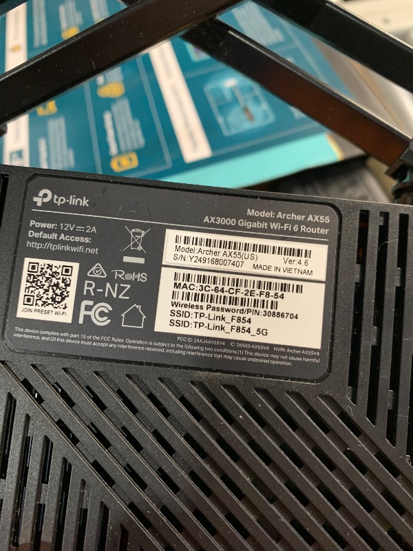 Photo 1 of ***(MISSING PARTS)***
TP-Link Dual-Band AX3000 Wi-Fi 6 Router Archer AX55 | Wireless Gigabit Internet Router for Home | EasyMesh Compatible | VPN Clients & Server | HomeShield, OFDMA, MU-MIMO | USB 3.0 | Secure by Design