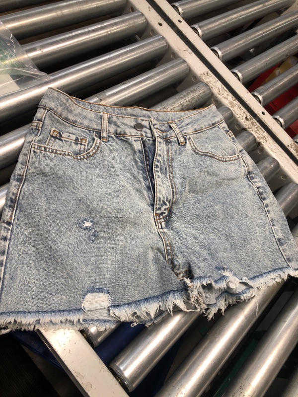 Photo 1 of High Waisted Denim Shorts for Women Stretchy Frayed Ripped Distressed Jean Shorts Light Blue LARGE