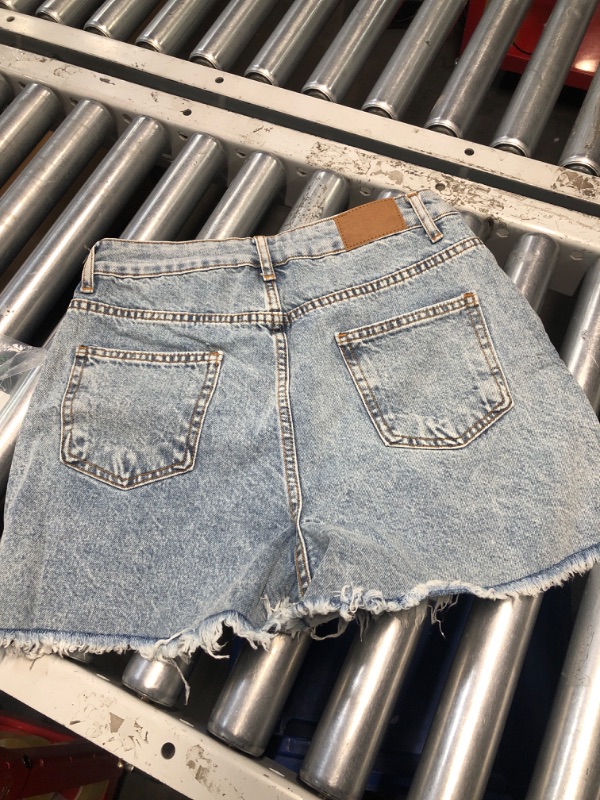 Photo 1 of High Waisted Denim Shorts for Women Stretchy Frayed Ripped Distressed Jean Shorts Light Blue LARGE