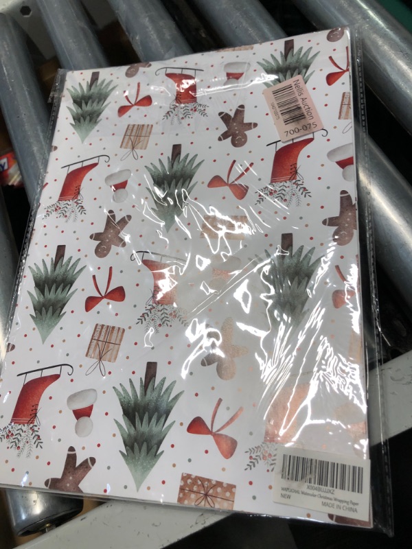 Photo 1 of WAPLIGHAL Christmas Wrapping Paper for Kids - Xmas Wrapping Paper Set with Watercolor Santa, Polar Bears, Trains, Gingerbread Holiday Designs - 6 Jumbo Sheets, Each 28 x 40 Inches, Easy Storage