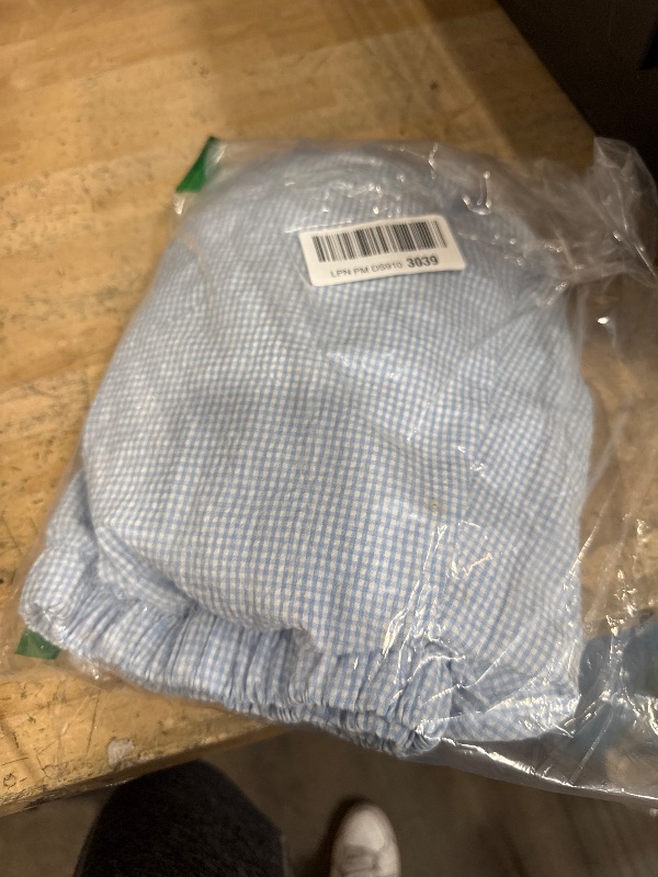 Photo 1 of Yuemengxuan Women Y2k Peplum Shirt Shorts Set Two Piece Lounge Set Pajamas Sets Puff Sleeve Tie Front Top 2pcs Outfits Set (Light Blue #rhyu, SMALL)