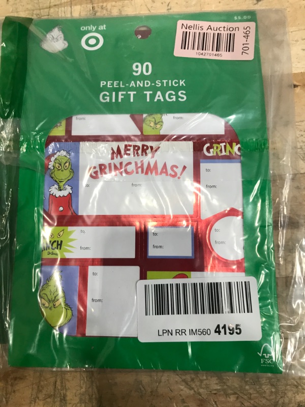 Photo 1 of American Greetings Christmas Gift Tags Stickers Gift, The Grinch (96-Count)