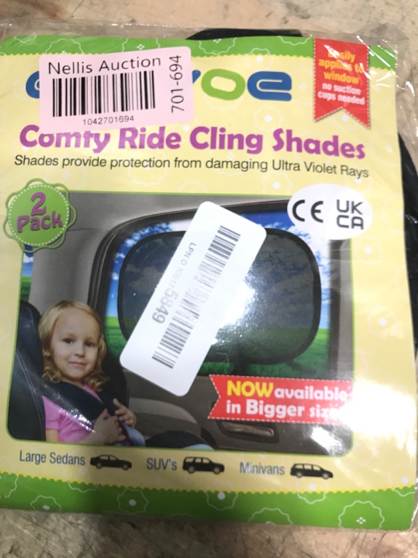 Photo 1 of 2-Pack Car Window Shades by Enovoe - 19 x 12 in Side Window Cover for SUVs, Sedans, and Trucks - Protects Baby from UV Rays and Glare - Cling Design for Easy Use - Plain