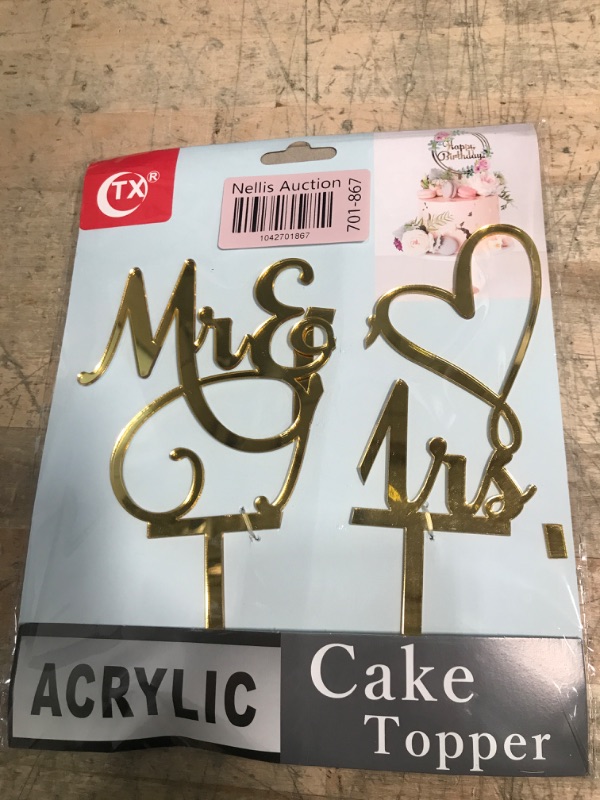 Photo 1 of AMINJIE Mr and Mrs Cake Topper, Bride and Groom Sign Wedding/Engagement Cake Toppers Decoration, Mirror Gold Acrylic