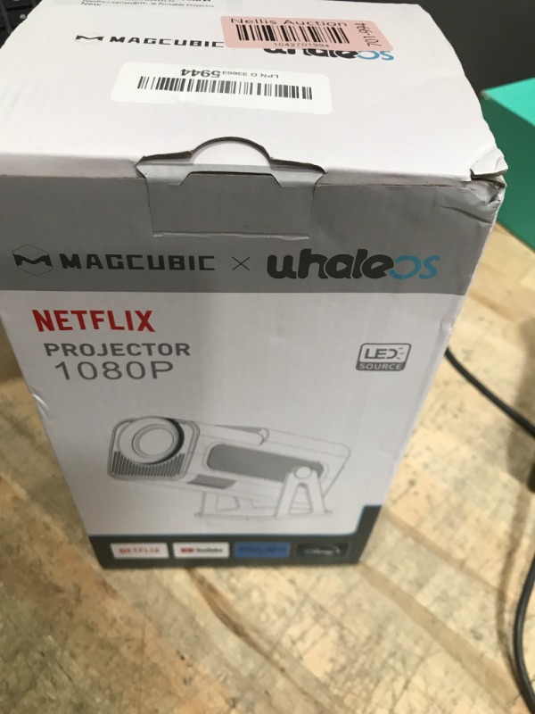Photo 1 of [Netflix-Licensed] Magcubic Mini Projector with Wifi and Bluetooth, Portable Smart 1080P Projector with 4K Support, Auto Keystone, Voice Control, Built-in Apps HY320 NTV (White)
