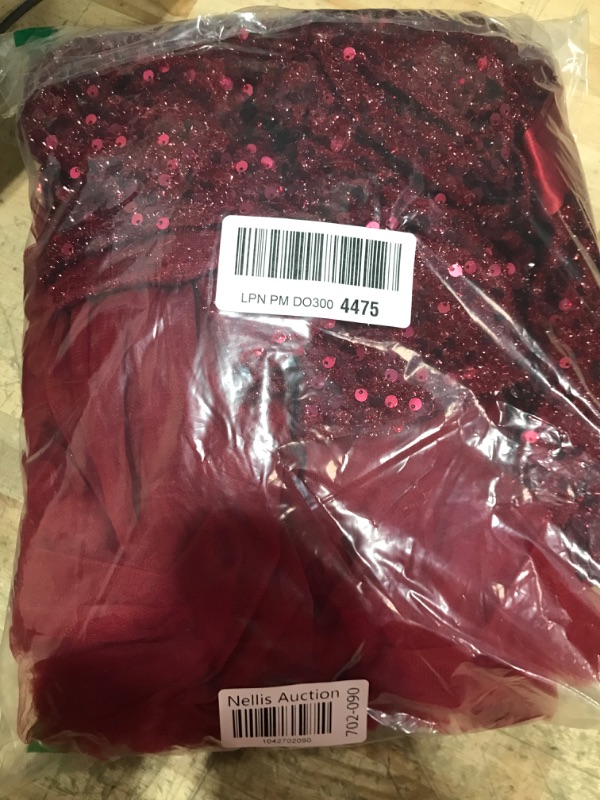 Photo 1 of ABAO SISTER Sequin Flower Girl Dress Kids Party Birthday Christmas Dresses (Size 8,Burgundy)