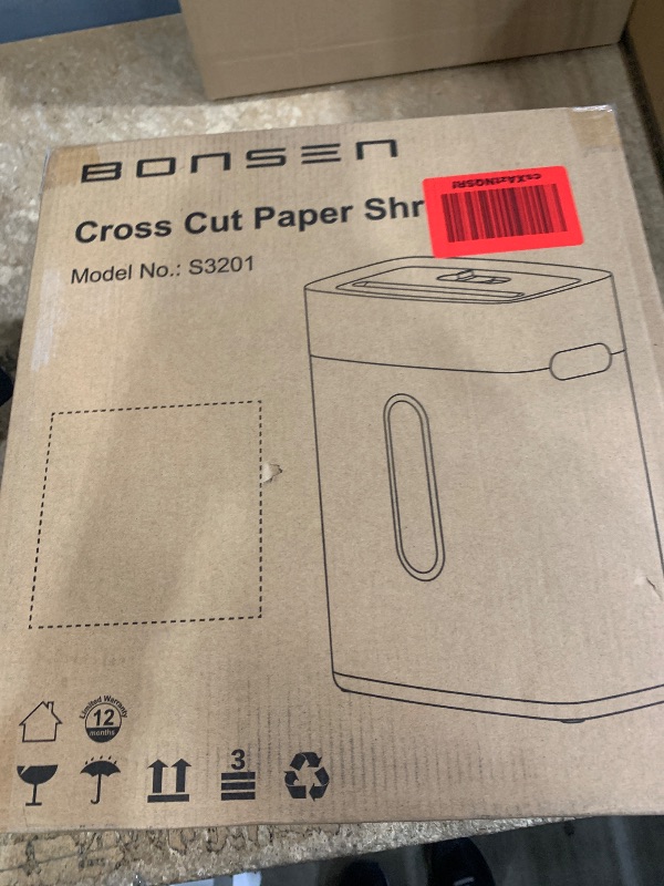 Photo 1 of BONSEN Paper Shredder for Home Office, 10-Sheet Cross-Cut Shredder, P-4 High Security Level, Quiet Credit Card Shredder with Jam Proof System, 4 Gallons Bin (S3201)