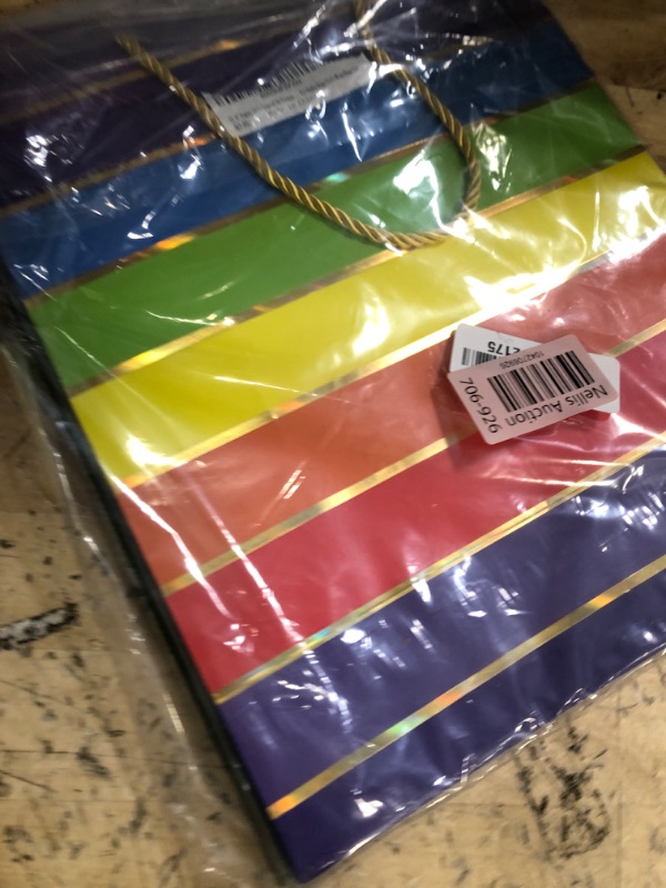 Photo 1 of  3 PACK Cmecial 12.6" Paper Gift Bags with Tissue Paper, Extra Large Gift Bags with Handles, Birthday Rainbow Bag Large Size, Medium Birthday Bags Wrap Bag for Kids