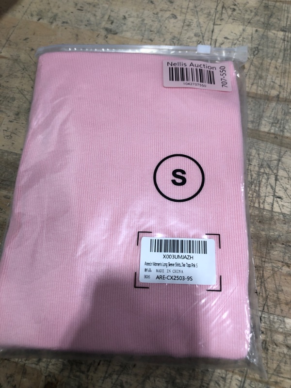 Photo 1 of Areecin Women's Mock Neck Tops Ribbed Knit Slim Fitted High Neck Long Sleeve Shirts Basic Casual Pullovers Tee Tops Pink S