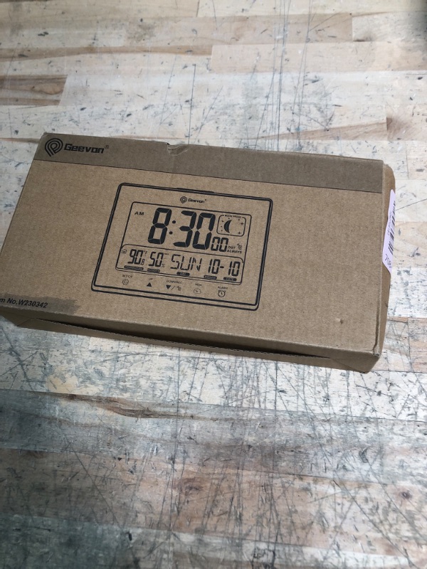 Photo 1 of Geevon Digital Atomic Alarm Clocks for Bedrooms, Color VA Display Atomic Clock with Indoor Temperature and Humidity, DST, Dimmable Backlight, 2 USB Ports, Calendar, and Moon Phases