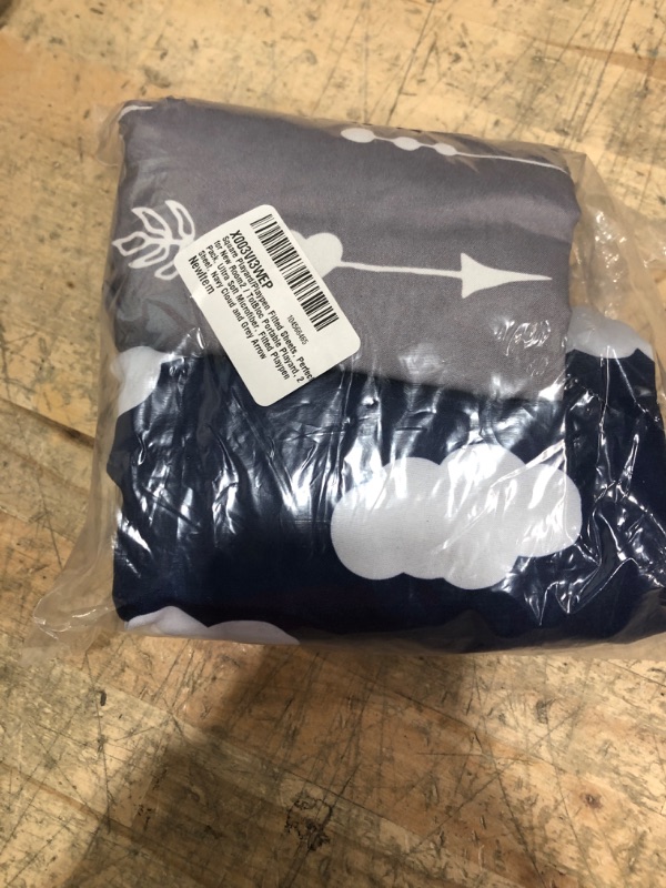 Photo 1 of Square Playard/Playpen Fitted Sheets, Perfect for New Room2 / TotBloc Portable Playard, 2 Pack, Ultra Soft Microfiber, Fitted Playpen Sheet, Navy Cloud and Grey Arrow