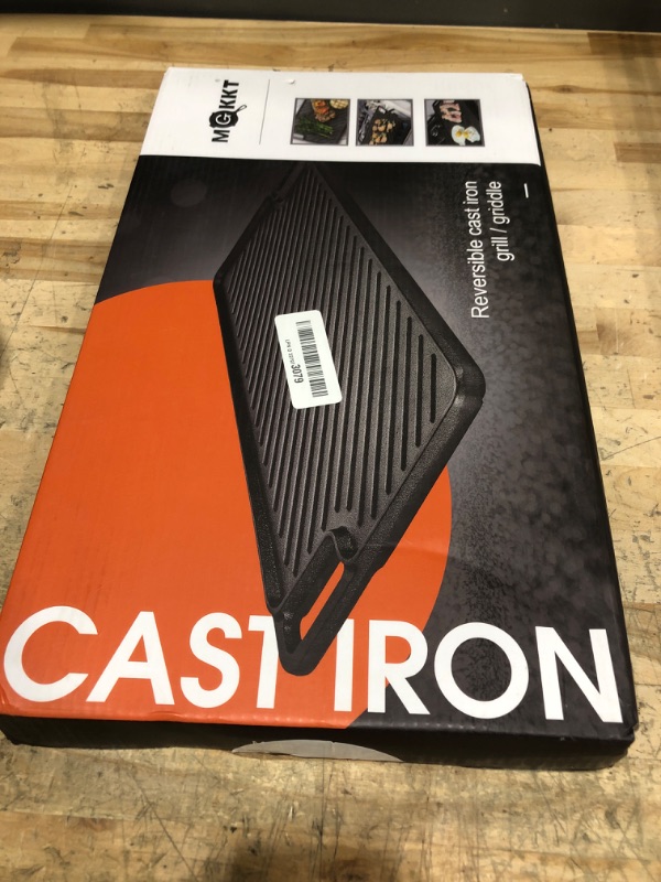 Photo 1 of 1-Piece 16.50 Inch Cast Iron Griddle Plate | Reversible Pre-Seasoned Cast Iron Grill Pan for Gas Stovetop | Double Sided Used on Open Fire & in Oven | Pre-Coated With Oil