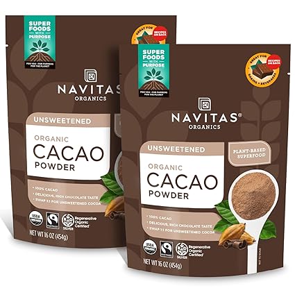 Photo 1 of Navitas Organics Cacao Powder, 16 oz. Bags (Pack of 2) — Organic, Non-GMO, Fair Trade, Gluten-Free, EXP: 05/2025