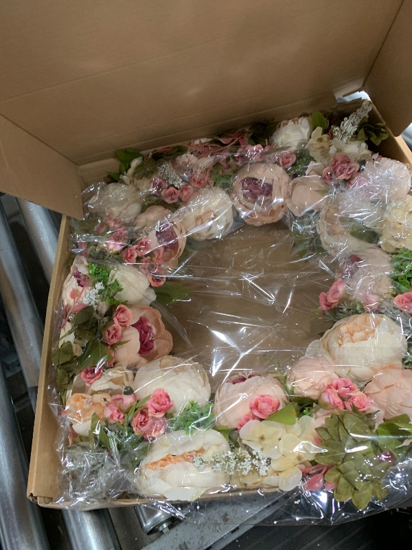 Photo 1 of **ACTUAL PRODUCT DIFFER FROM STOCK PHOTO** Front Door Wreath, 22 Inch Spring Wreath Handmade Peony Rose Door Summer Wreaths for Outdoor Front Door, Wall and Window Decor