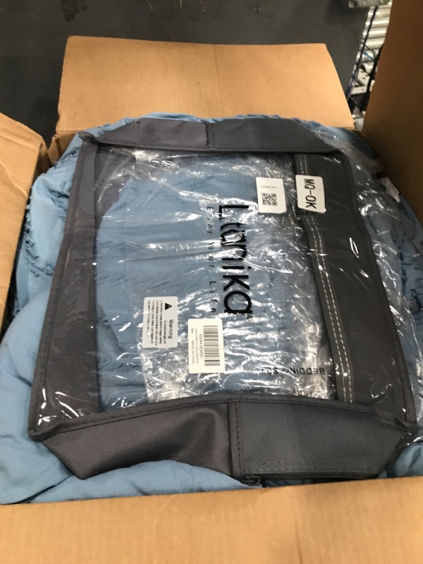 Photo 1 of Litanika Comforter Oversized King Size Set Grayish Blue, 3 Pieces Chevron Tufted Bedding Comforter Sets, Fluffy Bed Set