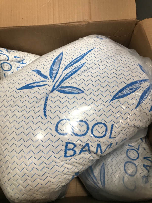 Photo 1 of 2 Pack King Size Rayon Derived from Bamboo Pillows for Sleeping, Cooling Shredded Memory Foam Adjustable Rayon Derived from Bamboo Bed Pillow with, Removable/Washable Cover (King 2 Pack)