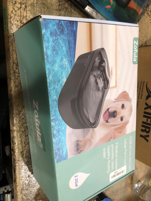 Photo 1 of 2.3gal/300oz/9L Ultra Quiet Dog Water Fountain, Large Automatic Water Dispenser Bowl for Cats and Dogs, No Spilling with Cleaning Kit and 3 Filters (Gray)