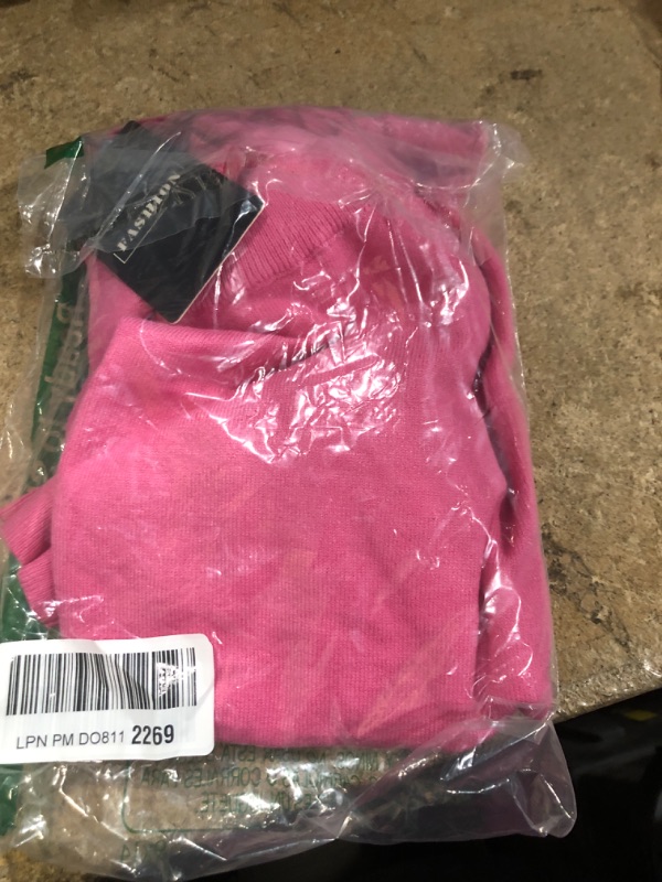 Photo 1 of MACNOORA Womens Puff Short Sleeve Sweater Tops Crewneck Basic Knit Pullover Lightweight Solid Casual Sweaters Blouse Rose Pink MED