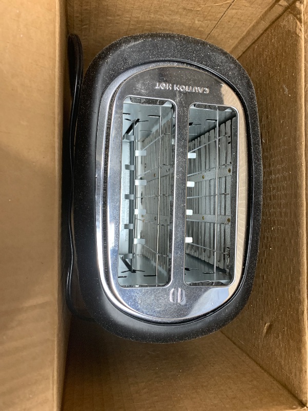 Photo 1 of Amazon Basics 2 Slice Toaster, With 6 Browning Settings, Extra Wide Slots For Bagels and Special Breads, Removable Easy-to-Clean Crumb Tray, Cancel/Defrost/Bagel Buttons, 900W, Black & Silver