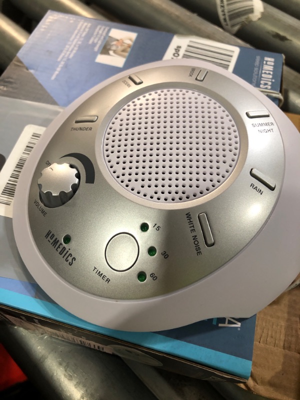 Photo 1 of (sold for parts/repair)Homedics SoundSleep White Noise Sound Machine, Silver, Small Travel Sound Machine with 6 Relaxing Nature Sounds