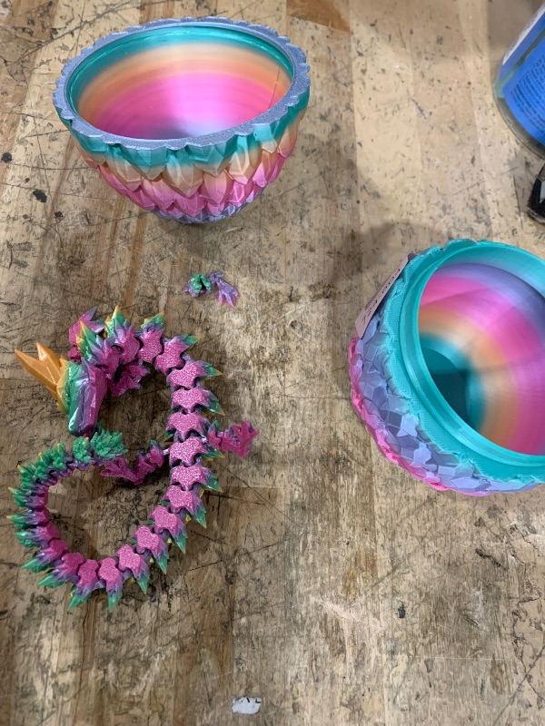 Photo 1 of ACTICO 3D Printed Dragon Egg, Dragon Eggs with Dragon Inside, Articulated Crystal Dragon Fidget Toy, Dinosaur Eggs Toy, Fidget Toy for Teen Boy Kid (Rainbow- 12inch)