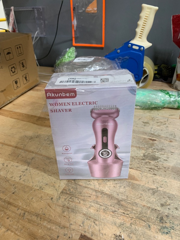 Photo 1 of Akunbem Electric Shaver for Women for Legs Bikini Trimmer Electric Razors for Women Underarm Public Hairs Rechargeable Womens Shaver Wet Dry Use Painless Cordless with Detachable Head (Pink)