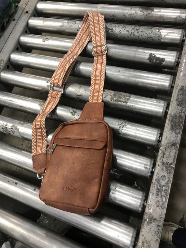 Photo 1 of CLUCI Small Sling Bag for Women Crossbody Purse, Leather Fanny Packs with Guitar Strap, Cross Body Bag Women Brown