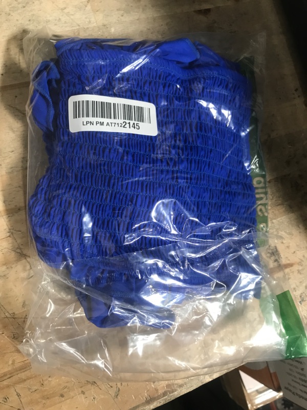 Photo 1 of Tempt Me Royal Blue Women Bandeau High Waisted Bikini Sets Smocked Swimsuit Strapless Two Piece Bathing Suit L