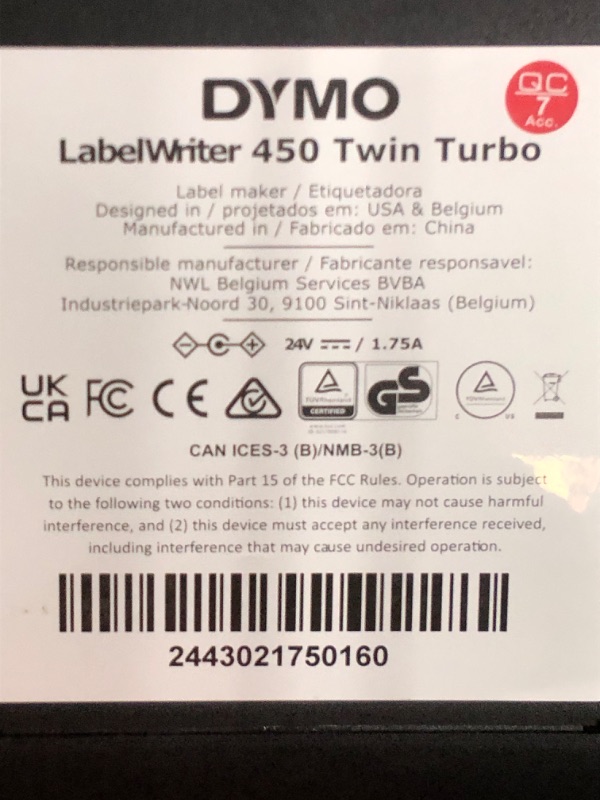 Photo 1 of DYMO Label Printer | Label Writer 450 Twin Turbo Direct Thermal Label Printer, Fast Printing, Great for Labeling, Filing, Shipping, Mailing, Barcodes and More, Home & Office Organization