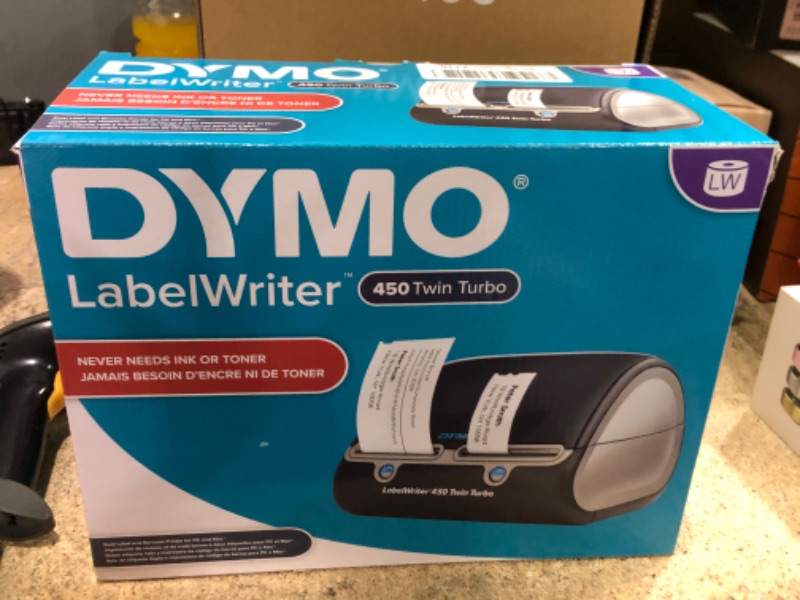 Photo 1 of DYMO Label Printer | Label Writer 450 Twin Turbo Direct Thermal Label Printer, Fast Printing, Great for Labeling, Filing, Shipping, Mailing, Barcodes and More, Home & Office Organization