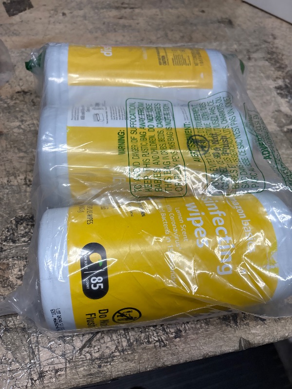 Photo 1 of Amazon Basics Disinfecting Wipes, Lemon Scent, for Sanitizing, Cleaning & Deodorizing, 255 Count (3 Packs of 85)