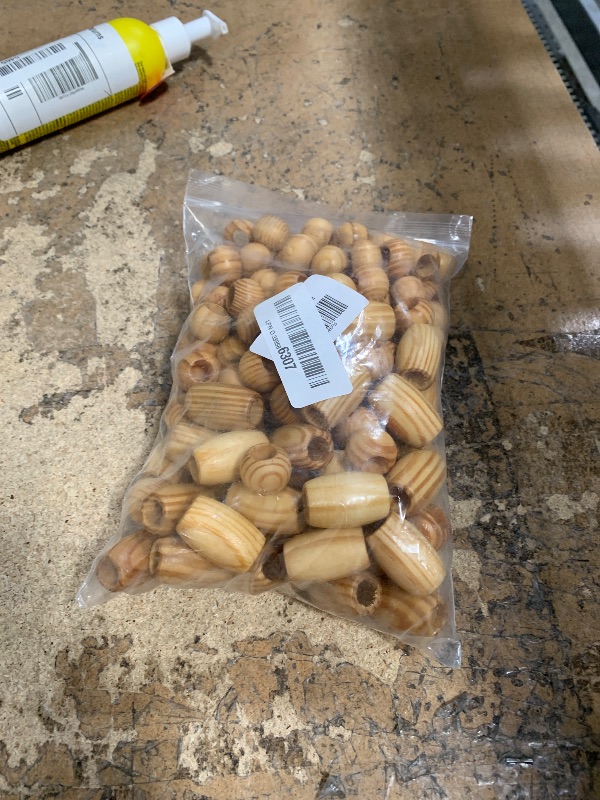Photo 1 of 140Pcs Large Hole Natural Wood Beads, BetterJonny Round Wooden Spacer Beads Tube Beads Hair Braid Beads for Macrame Bracelet Jewelry Craft Making(2 Size)