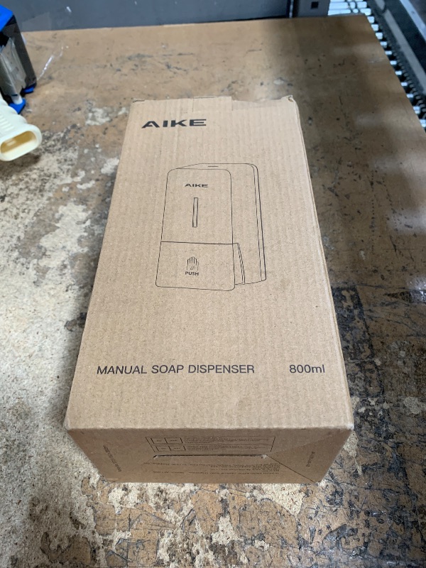 Photo 1 of AIKE Wall Mount Liquid Soap Dispenser for Commercial Bathroom 27oz Large Capacity Manual Push Pump Silver