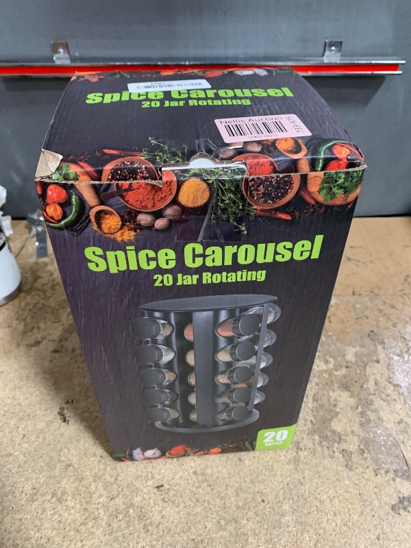 Photo 1 of dasaka Black Rotating Spice Rack Organizer with Jars(20Pcs), Seasoning Organizer for Cabinet, Kitchen Spice Racks for Countertop, Revolving Stainless Steel Spice Organizer