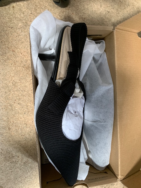 Photo 1 of Coutgo Womens Slingback Kitten Heels Closed Pointed Toe Bowknot Knitted Slip On Work Pumps Dress Shoes, Black, Size 8.5