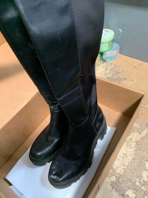 Photo 1 of **SEE NOTES**DREAM PAIRS Women's Knee High Boots, Comfortable Chunky Platform Round Toe Stretch Boots for Women, SDKB2310W, BLACK, 6