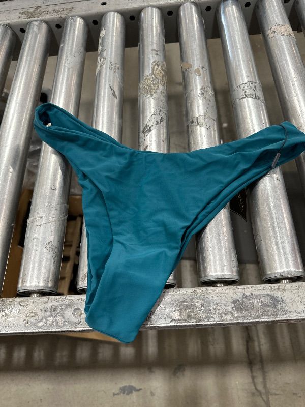 Photo 1 of ** BOTTOMS ONLY ** ZAFUL Women's Bandeau Bikini O Ring Strapless Tie Back High Cut Two Piece Swimsuit Bathing Suits (1-Peacock Blue, Large)