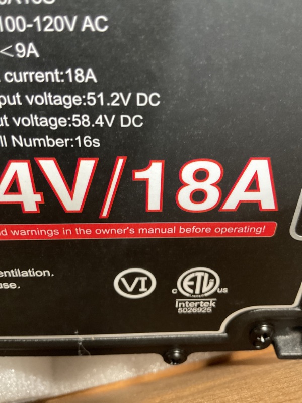 Photo 1 of SDLOOL 58.4V 18A Lithium Onboard Battery Charger for 48V (51.2V) 16S LiFePO4 Battery, IP67 Waterproof Charger for Golf Cart Car Truck Boat Home