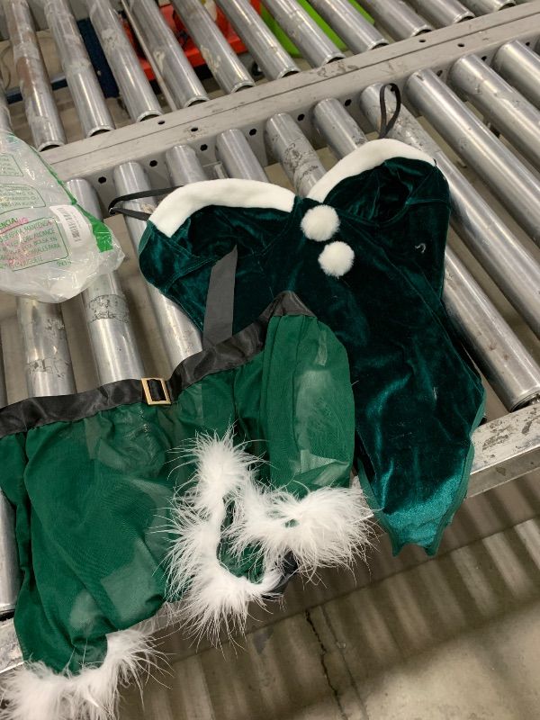 Photo 1 of Avidlove Sexy Santa Claus Costume for Women Velvet Christmas lingerie Outfits V Neck Santa Lingerie for Woman with Belt Green L