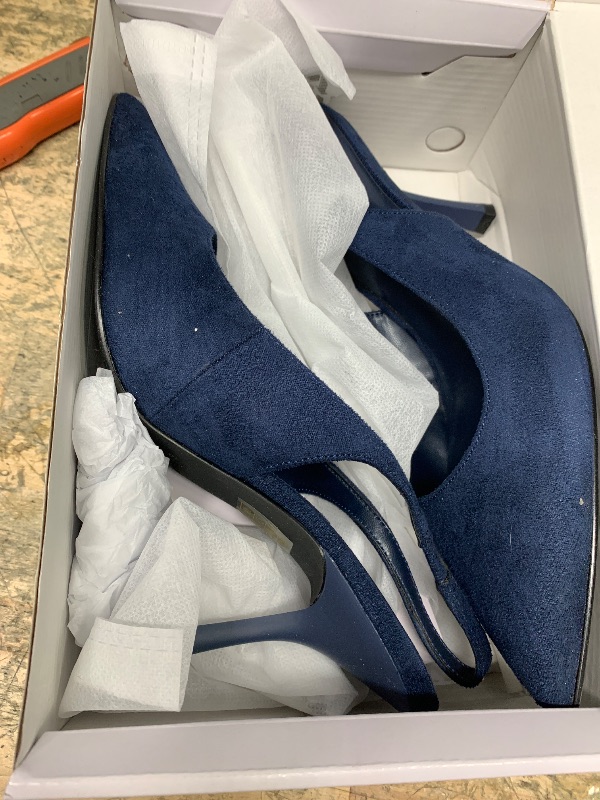 Photo 1 of DREAM PAIRS Women's Heels Slingback Stiletto Pumps Shoes Pointed Closed Toe Kitten Heels Dress Bridal Elegant Wedding Sexy Party,Size 7,Navy-Suede,DWUMPU2510