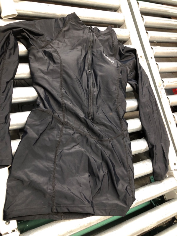 Photo 1 of Daci Women Long Sleeve Rash Guard One Piece Boyleg Swimsuit Zipper Surfing Bathing Suit UPF 50+ Black MEDIUM