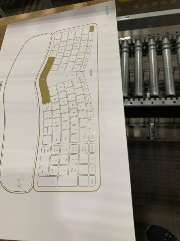 Photo 1 of Nulea RT05B Wireless Ergonomic Keyboard, Split Keyboard with Cushioned Wrist Rest, Bluetooth and USB Connectivity, USB-C Rechargeable Pink Grey