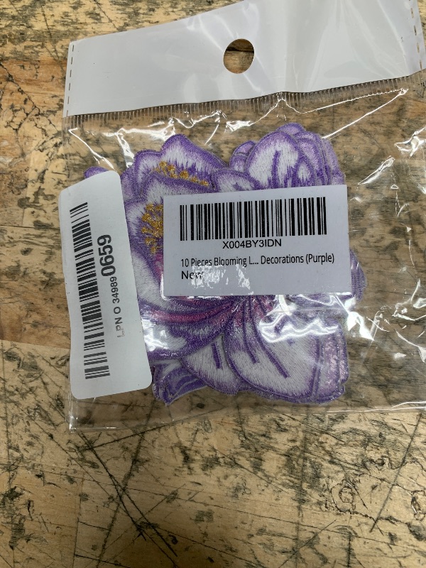 Photo 1 of 10 Pieces Blooming Lotus Embroidered Applique Orchid Flower Iron on Patches Sew on Badge Stickers for Clothes Backpack Repairing Embellishment Decorations (Purple)